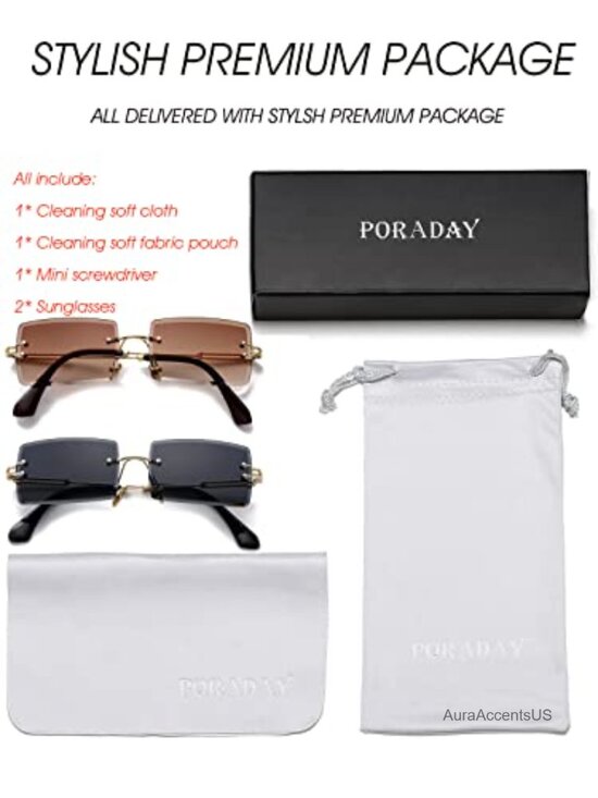 Rimless Rectangle Sunglasses UV400 Protection Unisex main image 7